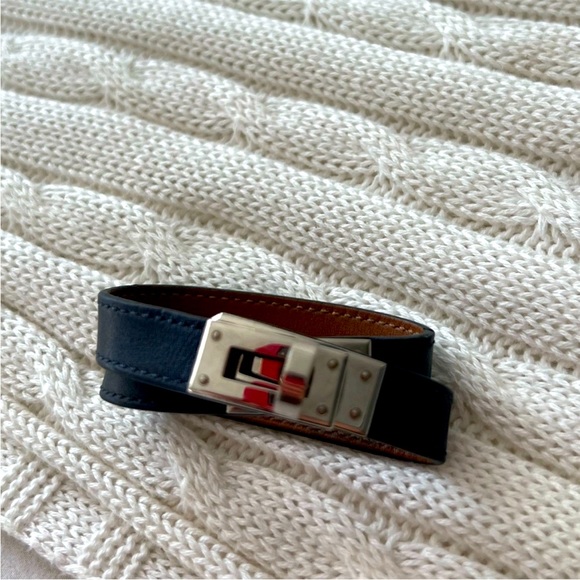 Hermes Jewelry - Hermes Navy Kelly Double Tour Bracelet size T1